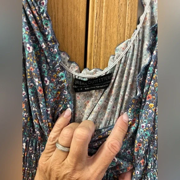 Urban Outfitters Small Blue Mini Floral Print Jersey Dress - Picture 3 of 6